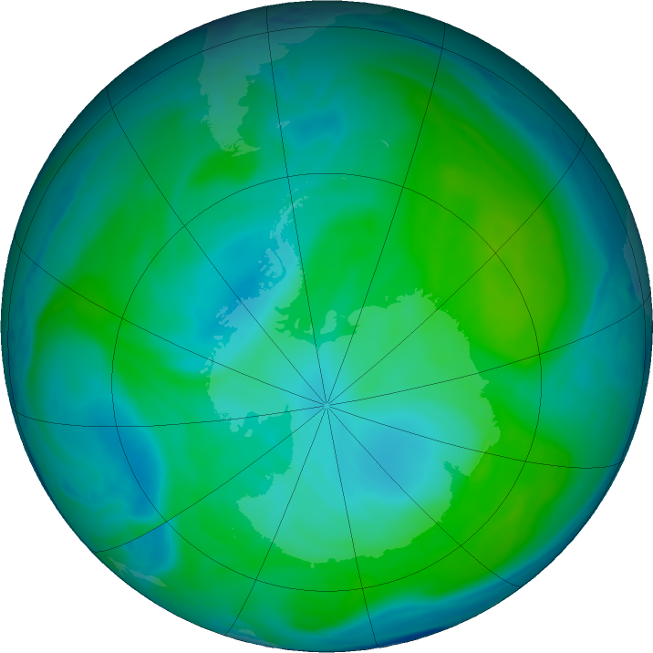 Antarctic ozone map for 23 January 2025